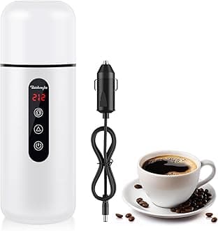Car Electric Kettle,Portable Travel Kettle,12V/24V Car Coffee Warmer,420ML Hot Water Heater with Built-in Magnetic Induction Stirring,Small Mini Hot Water Boiler for Tea Coffee Milk