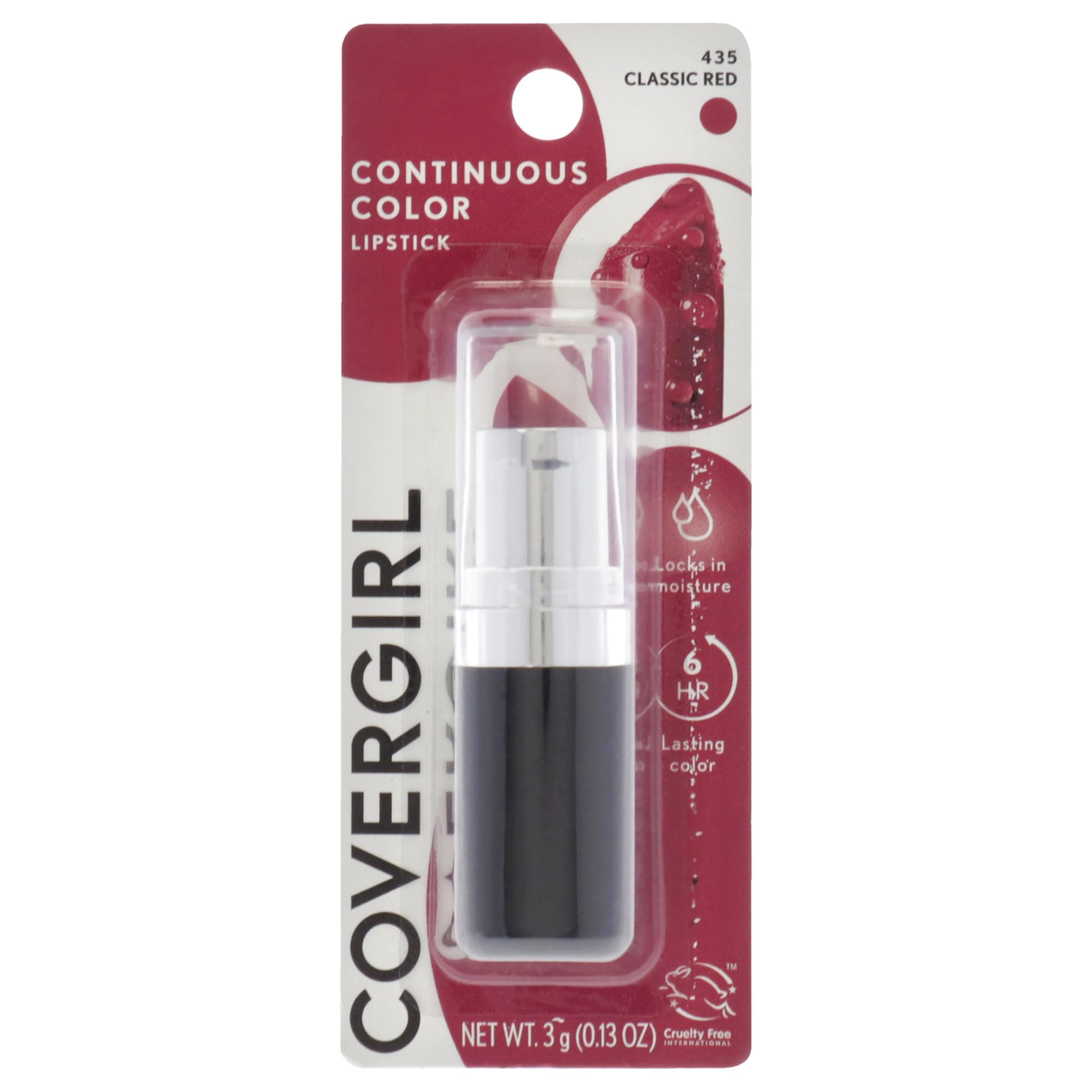 COVERGIRL Continuous Color Lipstick Classic Red 435.13 oz (packaging may vary)