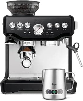 Sage - The Barista Express - Bean to Cup Coffee Machine with Grinder and Manual Milk Frother - 16 Grind Settings, 15 Bar Pump, PID Temp Control - With Temperature Control Jug, Black Truffle