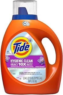 Tide Hygienic Clean Heavy 10x Duty Liquid Laundry Detergent, Spring Meadow, 44 Loads, 69 fl oz, HE Compatible