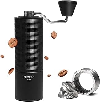 Chestnut C2S Manual Coffee Grinder,CNC Stainless Steel Conical Burr, Internal Adjustable Setting, Double Bearing Positioning, Hand Grinder Gift for Espresso to French Press