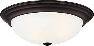 Designers Fountain 11in Modern 2-Light Flush Mount Ceiling Light with Etched Glass Shade, Oil Rubbed Bronze, 1257S-ORB-W