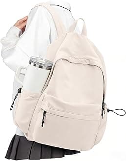 VECAVE School Backpack Beige Waterproof Bookbag Casual Lightweight Travel Rucksack Daypack Backpacks for Men Women College High School Bags backpack for Boys Girls Teens