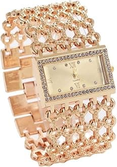 SKYLOFTS 18K Gold-Plated Quartz Movement Analogue Gold Dial Women Watches & Girls Watch