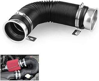 Sporacingrts Universal Multi Adjustable 77mm Flexible Cold Air Intake Pipe Inlet Hose Turbo Multi Flexible Air Intake Pipe Silver Connector Compatible with Universal Car