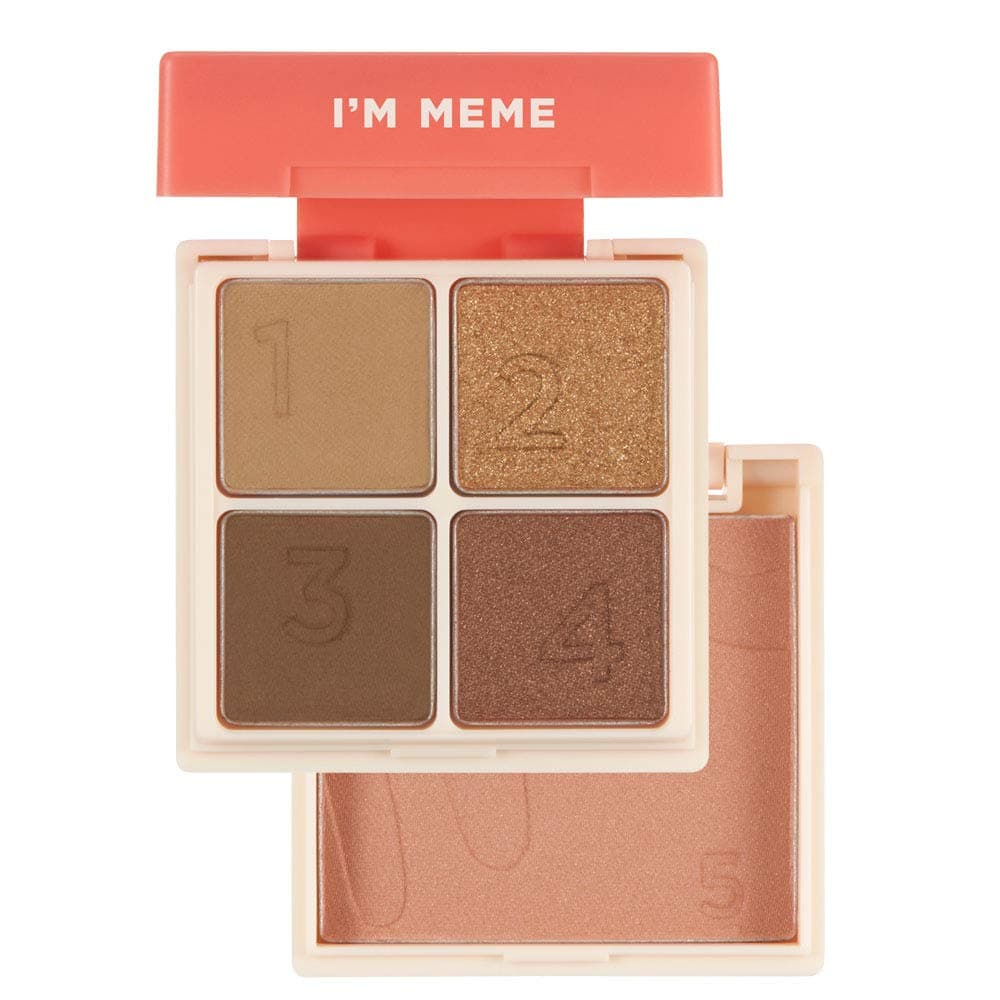I'M MEME I'M Multi Cube | Mini Multi Palette with 4 Eyeshadows and 1 Blush | 004 All About Chocolate | K-beauty | Vegan