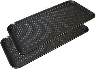 Multi-Purpose Rubber Like Boot Mat & Shoe Tray for Indoor and Outdoor Use - Hardwood Floor Protection 30in x 15in x 1.2in 2 Pack
