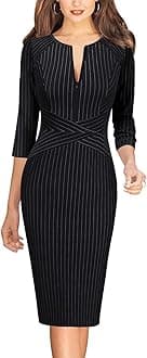 Vfshow Womens Elegant Patchwork Pockets Print Work Casual A-Line Midi Dress