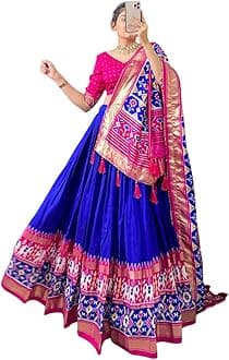 Women's Dola Silk Lehenga Choli Patola Print with Foil Work With Unstitched Blouse