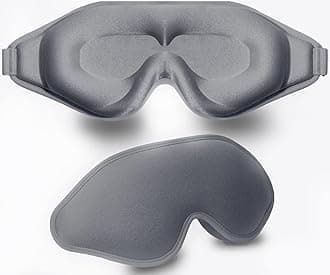 Sleep Mask - 3D Deep Contoured Eye Covers, 99% Light Block, Zero Pressure Cup Blindfold for Men & Women, Adjustable Strap for Sleeping, Yoga, Travel (Grey)