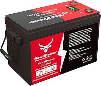 12V 200Ah (Small Size) LiFePO4 Lithium Battery 150A BMS,NewtiPower 10000+ Deep Cycle Lithium Iron Phosphate Battery Great For Winter Power Shortage, RV, Marine and Off Grid Applications (12V-200Ah)