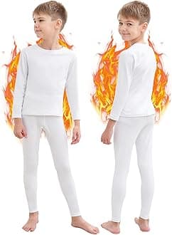 Thermal Underwear Boys Ultra Soft Fleece Lined Kids Thermals Long Johns Top Bottom Warm Set for Winter Skiing