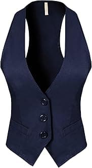 Design by Olivia Women's Slim Fit Racerback Tuxedo Vest - Versatile Dressy Casual Waistcoat with Stretch