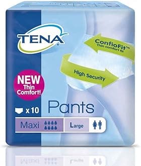 Tena Pants Maxi Large with Thin Comfort fit, Pack 10 (Eligible for VAT relief in the UK)