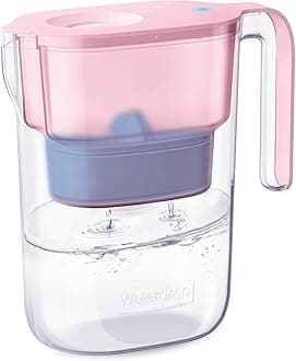 Waterdrop Alkaline Elfin 5-Cup Water Filter Pitcher with 1 Filter, Healthy, Clean & Toxin-Free Mineralized Alkaline Water (100 Gallons), Up to PH 9.5, BPA Free, Pink