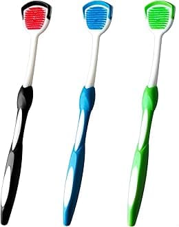 Tongue Brush, Tongue Scraper, Tongue Cleaner, Tongue Scraper Brush, Tongue Cleaner Brush, Tongue Brushes Helps Fight Bad Breath, 3 Tongue Scrapers, 3 Pack (Black & Blue & Green)