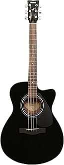 FS80C Concert Cutaway Acoustic Guitar – Black, Spruce Top, 6-String Full-Size Guitar with Rosewood Fingerboard, Ideal for Beginners & Intermediate Players