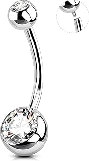 Belly Button Rings Surgical Stee, Internally Threaded Belly Rings, 14G Belly Piercing Jewelry, Belly Button Rings, Navel Piercing Jewelry For Women Men