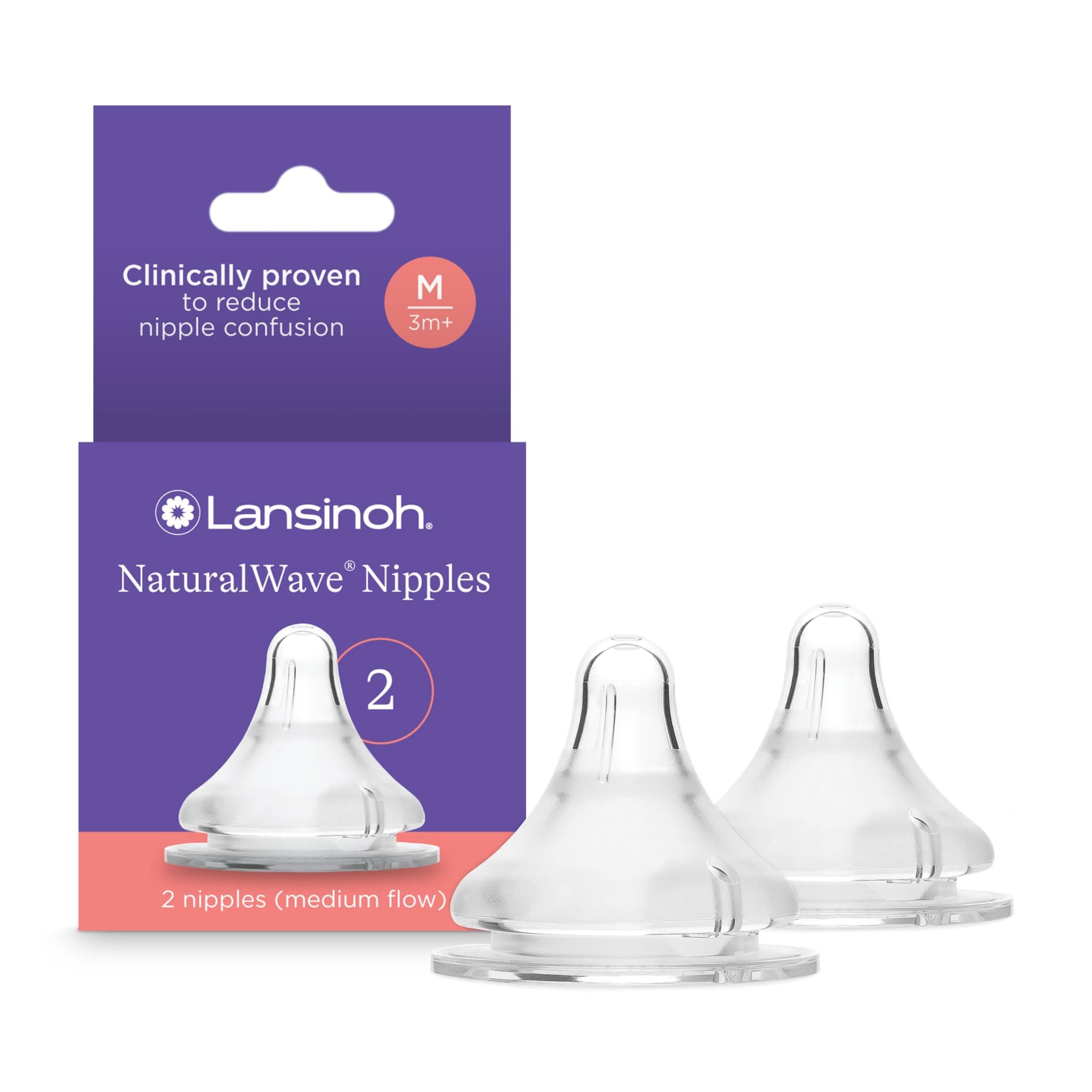 Lansinoh NaturalWave, Medium Flow (3M), 2 Count