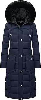 Women's Water Resistant Long Winter Coat Thickened Down Alternative Jacket Warm Puffer Jacket Parka