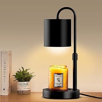 Briever Dimmable Candle Warmer Lamp with Timer, Height Adjustable Electric Candle Wax Warmer, Christmas Birthday Gifts for Women Mom, House Warming Gifts New Home Room Decor, Black Solid Wood Base