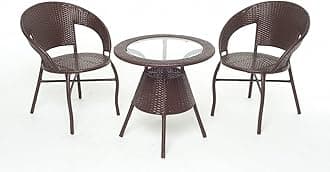 DEVOKO 3 Pieces Outdoor Patio Balcony Bistro Set with Hdpe Rattan Wicker Chairs and Table for Outdoor Garden Furniture Set, Dark Brown, 61 cm , 58.4 cm , 76.2 cm