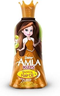 Dabur Hair Nourishing Oil for Kids - 100% Natural Formula - Enriched with Amla, Olive, and Almond - Promotes Long, Strong, Healthy Hair - 200 ML - Pack of 1