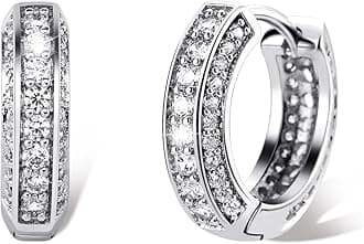 Iced Out Hoop Earrings Cubic Zirconia Huggie Cartilage Cuff Hypoallergenic 14K Gold Plated Luxury Fashion Round Circle Earrings For Men Women