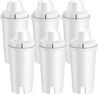 6 Universal Water Filter Cartridge Compatible with Brita Classic Water Filter Jug, Brita Jugs, Dispensers, Classic OB03, Everyday, UltraMax, Metro+, XL, Mavea 107007 35557