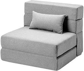 Folding Sofa Bed with Pillow- Convertible Chair Floor Couch & Sleeping Mattress, Foldable Memory Foam Sleeper for Living Room/Dorm/Guest Room/Home Office/Apartment/Loft, Single28, Light Gray