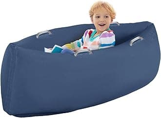 Sensory Peapod Chair for Kids, 60" Inflatable Peapod for Children, Sensory Toys for Kids with Autism, Inflatable Peapod Canoe with Electric Air Pump, Haze Blue