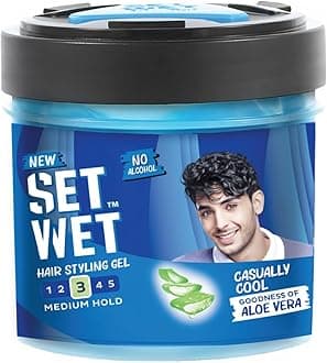 Set Wet Styling Hair Gel for Men - Casually Cool, 250gm | Medium Hold, High Shine | For Medium to Long Hair |No Alcohol, No Sulphate