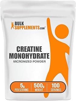 BulkSupplements.com Creatine Monohydrate Powder | Creatine Powder, 5g per Serving, Pure, Unflavored & Gluten Free, 500g