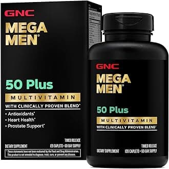 GNC Mega Men 50 Plus Multivitamin | Antioxidants | Heart Health | Prostate and Circulatory Support | 120 Count