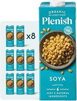 Plenish Organic Unsweetened Soya Milk 1L (pack of 8)