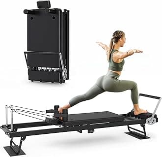DEONG Pilates Reformer Machine,New Lengthening Foldable Pilates Machine Equipment for Home, Exercise Yoga Equipment, Adjustable Intensity Pilates Bed Suitable for Beginners and Intermediate Users