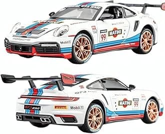 Kiddie Galaxia® Porsche 911 GT3 RSR Turbo S 1:32 Scale Model Car Exclusive Alloy Metal Pull Back Die-cast Metal Toy car with Openable Doors Light Music Best Gifts Toys Kids【Colors as Per Stock】