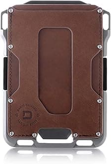 Dango Tactical Wallet – RFID Blocking Card Holder for Men - Modern Slim Minimalist - Integrated Rail System & Cash Band - Easy Access to Money and Cards – M1 Maverick EDC Front Pocket Billfold, Rawhide/Raw Aluminum, M, Rfid Blocking Wallet