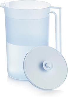 TupperwareBrand Impressions Classic Sheer Pitcher with Lid, Icelandic Mist - 1 Gallon - Dishwasher Safe & BPA Free - Mess-Free, Reusable Plastic Pitcher - Extra Large Capacity