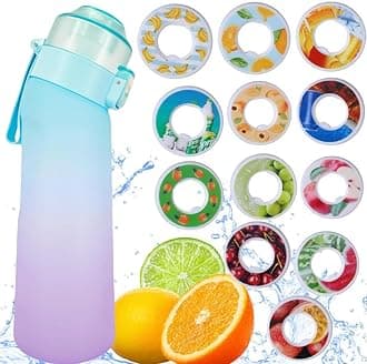 Sports Air Scent Water Bottle with 12 Fruit Flavor Pods, 22oz/650ML BPA Free, Sugar free flavor pods & Water bottles with straw | Flavored wate Bottle (Gradient Blue)