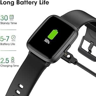 Fitness Tracker, Fitness Watch with Blood Oxygen, Blood Pressure & Heart Rate Monitor, Steps Calories Counter, Sleep Monitor, Pedometer 50 Meters Waterproof, Smart Watch for Android iPhones