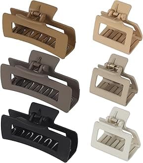 79Style 6pcs Claw Clips For Thick Hair Square Hair Clips Large Small Hair Claws Clips No Slip Plastic Hair Clip For Girls Curly Long Hair (6 Muti Coloreed -Coffee)