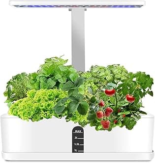 Gluckluz Smart Indoor Garden Hydroponics Growing System 9 Pods Indoor Herb Grow Kit with Pump Automatic Timing Germination kit with Adjustable Height LED Lighting for Home Bedroom Kitchen Office