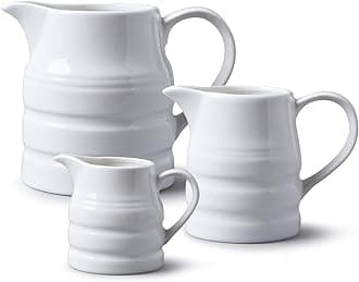 WM Bartleet & Sons 1750 TSET3 Porcelain Traditional Churn Jugs Set of 3 (135 ml) White