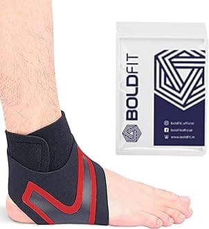 Boldfit Premium Ankle Support Compression Brace for Injuries, Ankle Protection Guard Helpful In Pain Relief and Recovery. Ankle Band For Men & Women (Ankle Brace Red - Right)