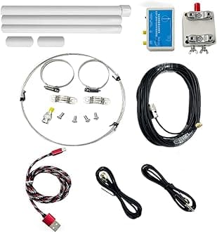 K-180WLA Active Loop Broadband Receiving Antenna 100kHz-180MHz 20dBi SDR Radio Small Loop Short Wave Antenna,10-Meter Feeder（TNC to SMA）& USB Supply