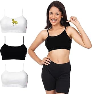 DChica Sports Bra for Women, Cotton Non Padded Full Coverage Non-Wired T-Shirt Gym Workout Bra with Regular Thin Strap, Activewear Training Bra for Ladies