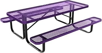 COATEDOUTDOORFURNITURE Heavy-Duty Portable Outdoor Kids Table, Expanded Metal Kids Picnic Table, Commercial-Grade Picnic Table, Made in America (6ft Rectangular, Childrens, Purple)