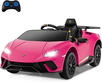 Licensed Lamborghini Huracan Ride on Car by INFANS, 12V Kids Electric Vehicle Battery Powered Toy with Remote Control, LED Lights, Spring Suspension, Bluetooth, MP3, Aged 3-8 Years (Pink)