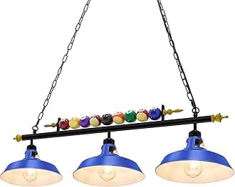 Adjustable Pool Table Lights for 7'-8' Billiard Light Hanging Pool Table Fixture Lighting Pendant Lamp with Metal Shades for Game Rooms (Bulb Not Included)(Blue,3 Lights)